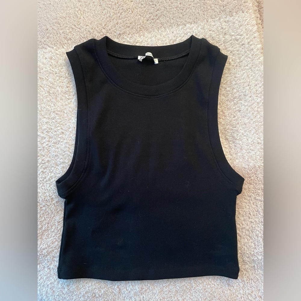 Zara Black Ribbed Tank/Crop Top